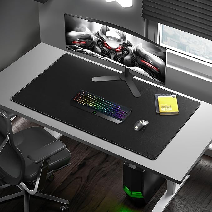 CENNBIE Leather Desk Mat Large, 43.6" x 23.6" Desk Pad Blotter Protector, Extended Non-Slip Mouse Pad, Waterproof PU Leather Large Mouse pad for Desk Office and Home (Black)