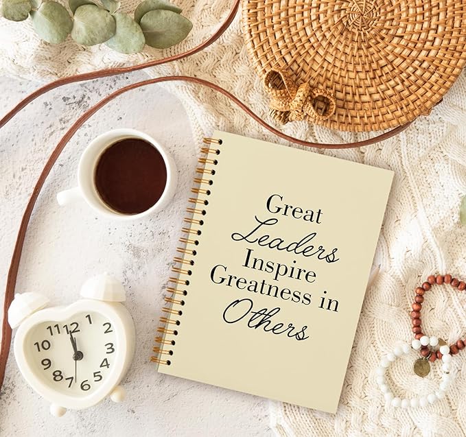 OXW Thank You Gifts for Leader, Meeting Notebook for Work, Appreciation Gift for Boss Manager Mentor, Office Supplies Leadership Gifts, Cream College Ruled Hardcover Spiral Notebook 5.5 x 8.3