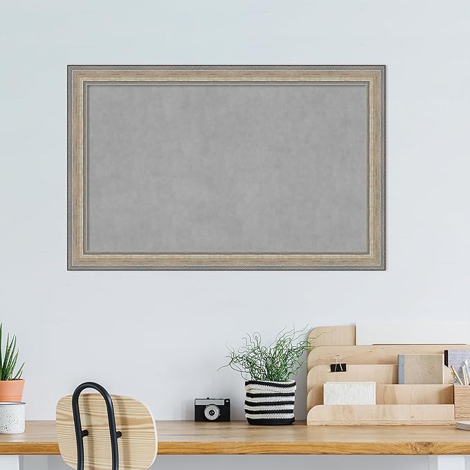 Amanti Art Silver Framed Magnetic Board 29x45 Large Vision Board for use with Magnets, 100% Metal Sheet to Display Items as Office Decor or for Home Organization in mudroom, Kitchen or Kids Room