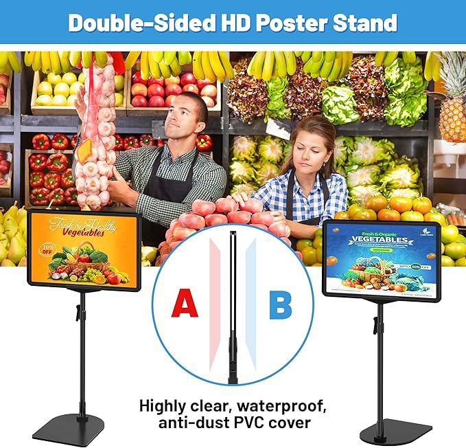 VAIIGO 6Pack Sign Stand for Display 8.5 x 11, Adjustable Poster Stand for Table Top & Floor, Floor Standing Sign Holder, Signage Stands for Business, Tradeshow, Store, Farm Display Stands