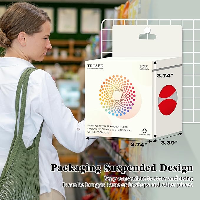 3 Inch Round Colored Dot Stickers, 2000 PCS, 4 Rolls in Dispenser Box - Red Circle Color Coding Labels Dot Labels for Office, Home, Inventory Organizing