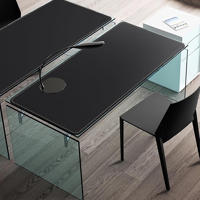 Mydours Large Desk Mat 51.2" x 23.6", PU Leather Surface for Smooth Mouse Control, Office Desk Blotter with Scratch-Resistant Design, Extended Gaming Surface Spacious Laptop Coverage (Black)