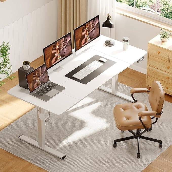 FitStand Standing Desk, Large 71x31 Inches Height Adjustable Stand Up Desk with Cable Management, Home Office Computer Desk with Memory Preset with Charging USB Port & Sedentary Reminder