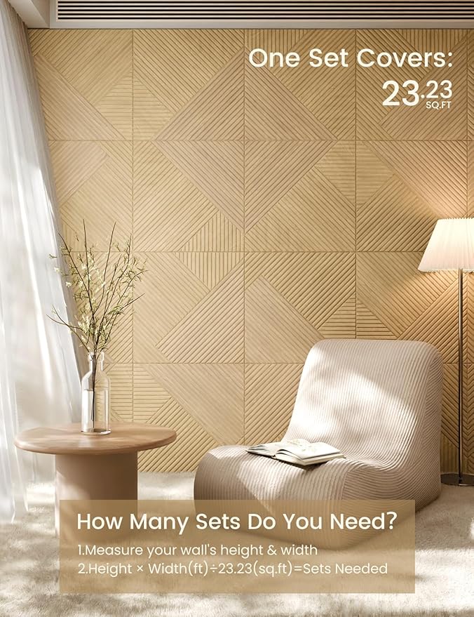 Fluxynara Large Felt Bulletin Board,Cork Board Alternative 70.87'' x 47.24'' Art Acoustical Wall Panels-6 Pack with 60 Adhesive Tabs,for Recording Studio/Home Offices-Natural Oak/Diamond