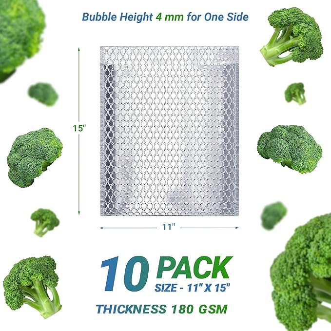 Amiff Silver Thermal Bubble Mailer, 11 x 15 Inches. 10 Pack Metallic Bubble Mailers. Self-Seal Insulated Mailers for Cold Shipping. Padded Envelopes Waterproof. Thermal Bag for Food, Cosmetics