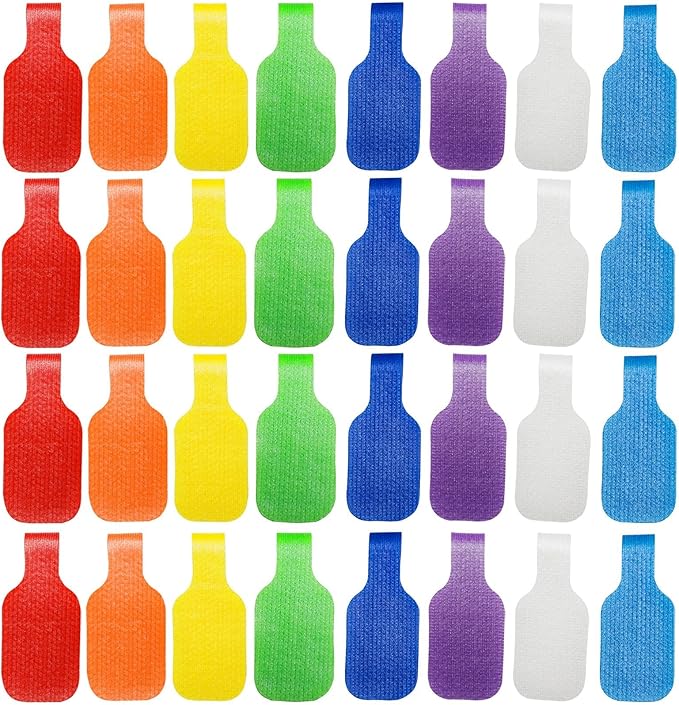 32-Pack Reusable Cable Labels - Large Plastic Tags for Cord Management & Identification,Multi-Color Wire Markers for Electronics,Charging Cords & Home Office Organization (8 Vibrant Colors)
