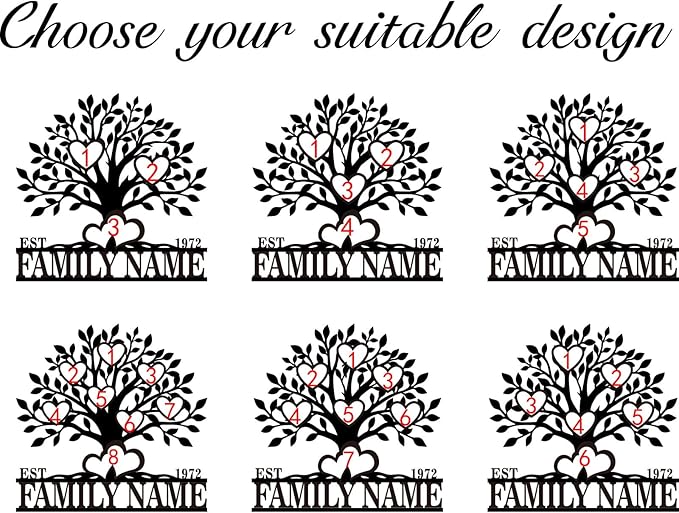 Personalized Family Tree Metal Sign Custom Last Name Sign Tree of Life Wall Art Family Name Wall Decor Custom Metal Wall Sign Anniversary Decoration Personalized Home Decor Gift Idea