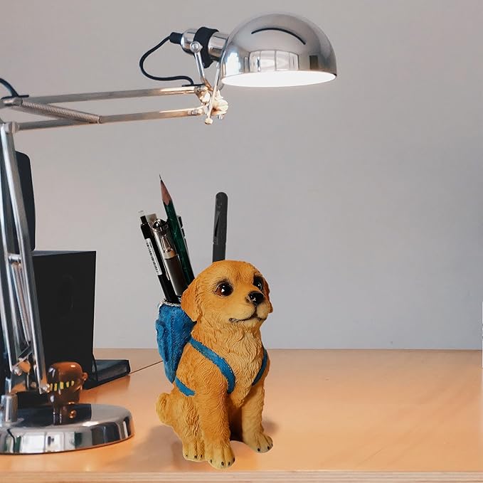 Photour Dog Pen Holder for Desk Pen Pencil Cup Creative Desktop Pen Organizer Pencil Cups for Desk Unique Accessories Decor for Home Office School Gift for Dog Lovers (Golden Retriever)