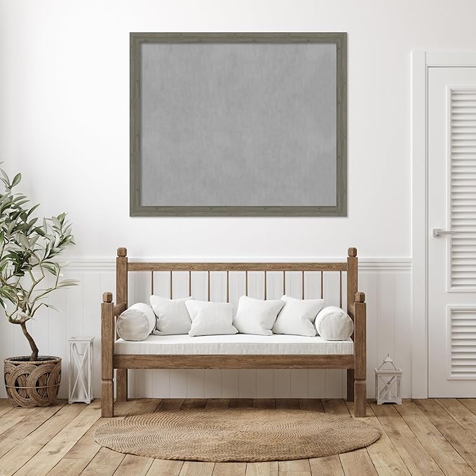 Amanti Art Grey Framed Magnetic Board 45x53 Oversize Vision Board for use with Magnets, 100% Metal Sheet to Display Items as Office Decor or for Home Organization in mudroom, Kitchen or Kids Room