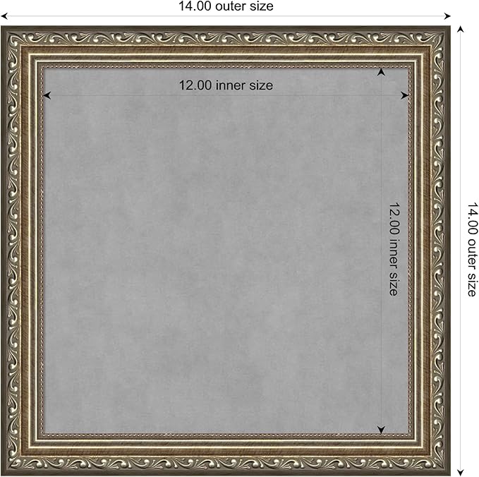 Amanti Art Silver Framed Magnetic Board 14x14 X-Small Vision Board for use with Magnets, 100% Metal Sheet to Display Items as Office Decor or for Home Organization in mudroom, Kitchen or Kids Room