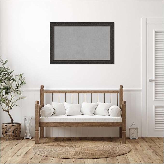 Amanti Art Black Framed Magnetic Board 29x45 Large Vision Board for use with Magnets, 100% Metal Sheet to Display Items as Office Decor or for Home Organization in mudroom, Kitchen or Kids Room
