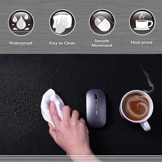 K KNODEL Desk Mat, Blotter, Dual-Sided Office Desk Pad, Waterproof Desk Mat for Desktop, Desk Blotters, PVC Leather Pad Protector (Black, 35.4" x 17")
