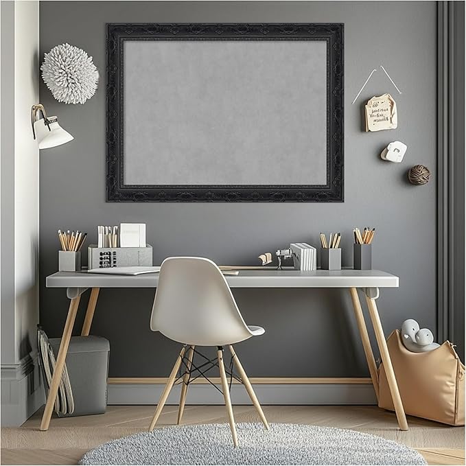 Amanti Art Black Framed Magnetic Board 24x32 Medium Vision Board for use with Magnets, 100% Metal Sheet to Display Items as Office Decor or for Home Organization in mudroom, Kitchen or Kids Room