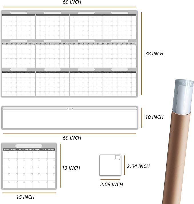 Large Dry Erase Wall Calendar - 48"x60" 2026 Undated Yearly Wall Calendar for Home, Office, School Projects - Jumbo Erasable and Reusable Laminated Yearly Planning Board