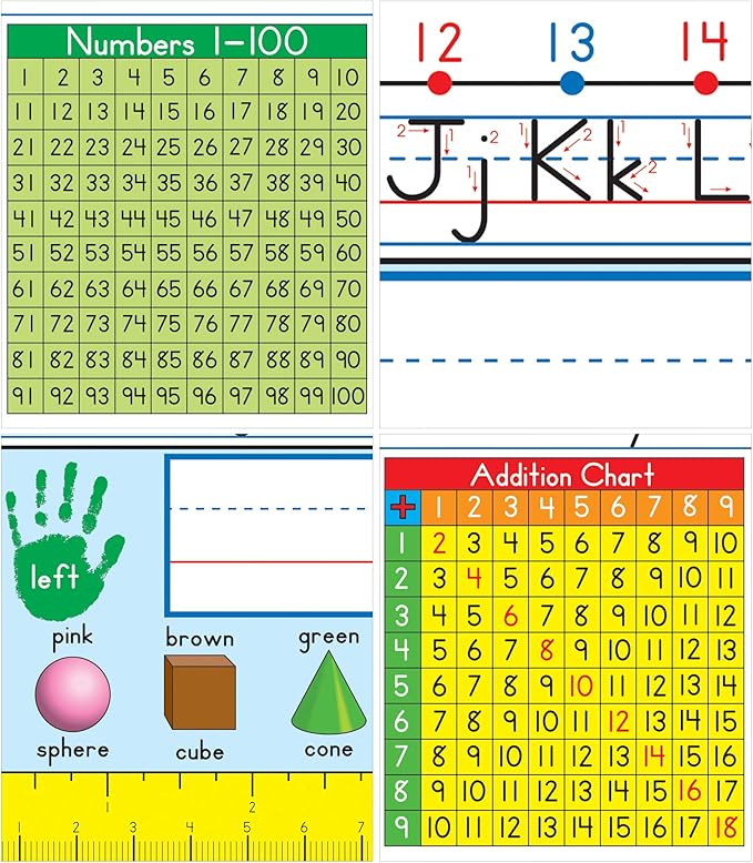 Carson Dellosa Education 36PC Traditional Manuscript Name Plate for Desk, Nametags With Alphabet, Number Line, Addition & 100 Chart, Ruler, and More Classroom Essentials, School Labels for Desk Decor
