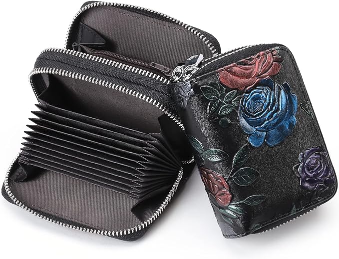 GOIACII Small Genuine Leather Wallet for Women, RFID Blocking Credit Card Holder Wallet