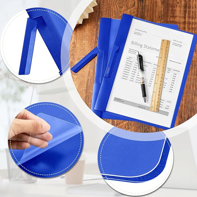 Maitys 25 Pack Durable Clear Report Covers with Rotary Clip 11 x 9 in Letter Size Presentation Folders Transparent Front Cover Portfolio Folder Resume Folder Interview Report Folders (Blue)