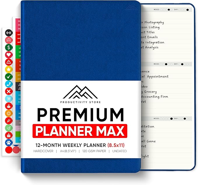 Undated, 2026 Planner, 8.5" x 11" - The #1 Productivity Planner to Achieve Your 2026 Goals - Planner 2026-2027 by PRODUCTIVITY STORE (A4, NAVY)