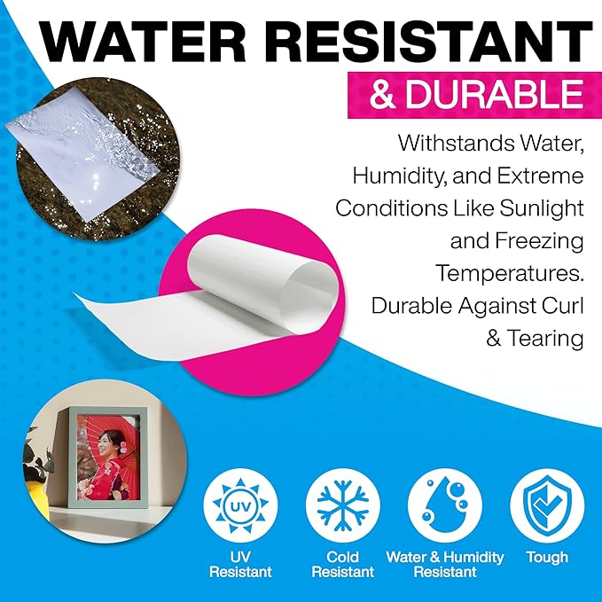 SHIKI Eco Crystal Laser Printer Paper/Copier - Double-Sided High Gloss, Water Slide, Tear-Resistant, Glossy Photo Paper for Laser Printer, No Lamination Needed, 30 Sheets, LTR Size, Made in Japan