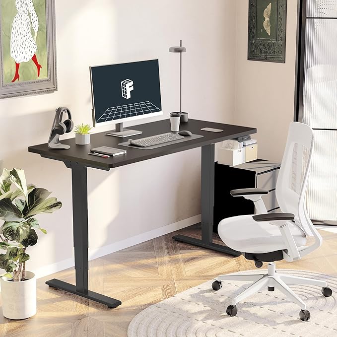 FLEXISPOT E6 3-Stage Dual Motor Electric Standing Desk 55 x 28 Sit Stand Up Desk, Holds 220 lbs, Adjustable Height w/Memory Presets, One-Piece Black Desktop & Black Frame, Ships in 2 Boxes