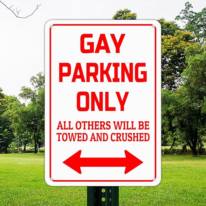 HBXNZ Gay Parking Only Sign Funny Gay Plaque Garage Bar Wall Decor Home Decor Art Tin Sign Indoor & Outdoor Use 8X12 Inches