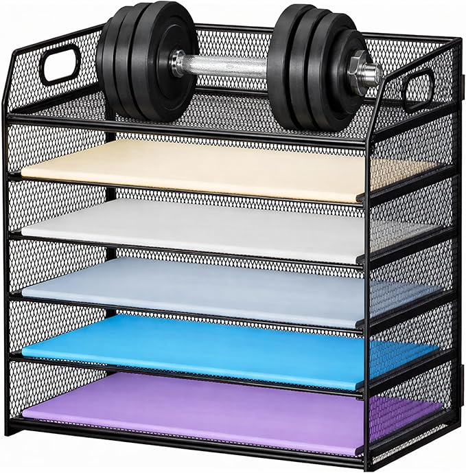 6 Tier Desk Organizer, Heavy-Duty Thick Metal Letter Tray Organizer, Large Capacity Desktop File Organizer for Heavy Files, Easy to Assemble for Home, Office & Classroom,Black