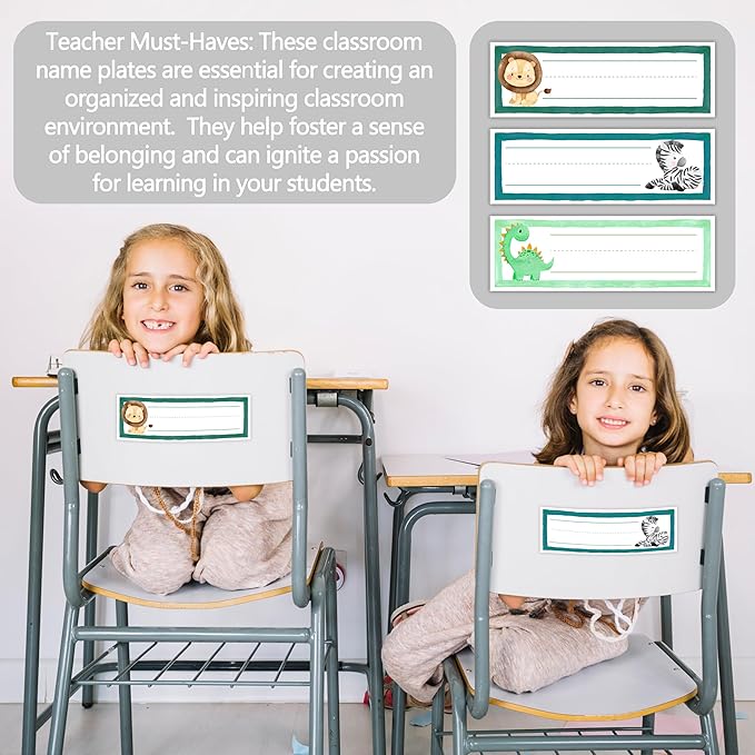 30 Name Tags for Classroom Cubbies, 3x9 in Woodland Animals Name Plates for Desks, Classroom Must Haves for Teachers Elementary - A07
