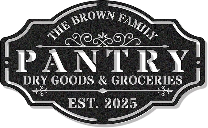 HYTSIGN Personalized Metal Farmhouse Pantry Sign, Wall Decor, Kitchen Signs, Rustic, Modern, Housewarming Gift