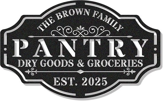 HYTSIGN Personalized Metal Farmhouse Pantry Sign, Wall Decor, Kitchen Signs, Rustic, Modern, Housewarming Gift