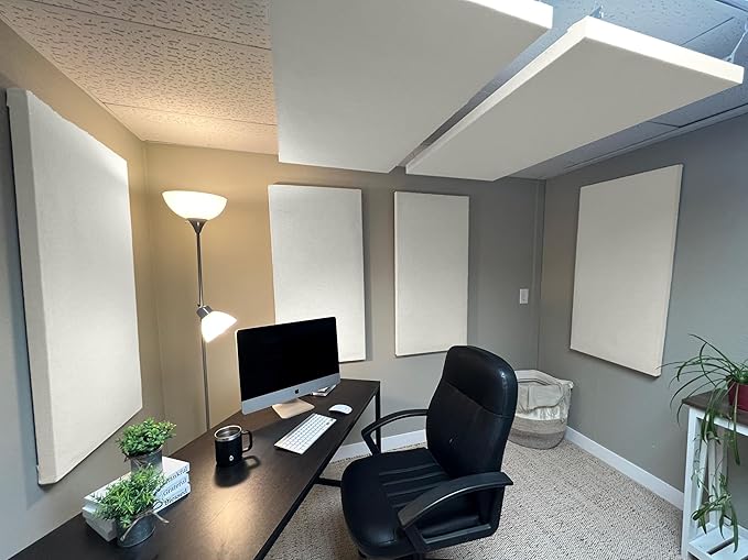 ATS Acoustics Home Office Residential Acoustic Treatment Room Kit Sound Absorbing Acoustic Panel 6 Pack for 50-100 Sq Ft (Oyster)