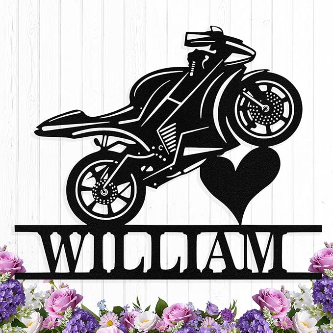 Custom Motorcycle Metal Signs Personalized Dirt Biker Name Sign Custom Garage Decor Motorbikes Wall Art Decor Motorcycle Sign Men Room Decorate Gifts for Men Husband Rider