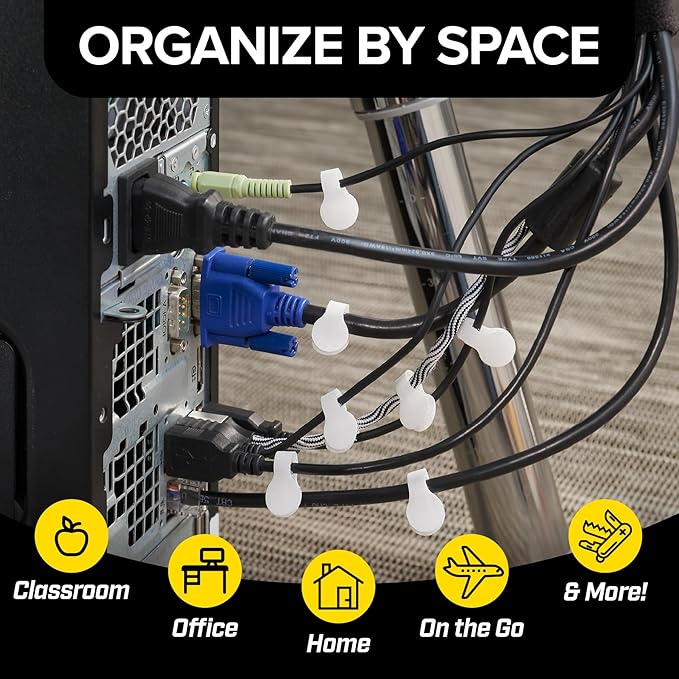 Wrap-It Storage Cable Labels, Mini, White (60 Pack) - Cord and Wire Tags for Cable Management and Organizer for Electronics, Computers and More