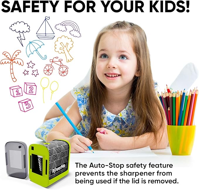 Battery-Operated Electric Pencil Sharpener for Kids, School, Home, Office - for No. 2 Pencils and Colored Pencils