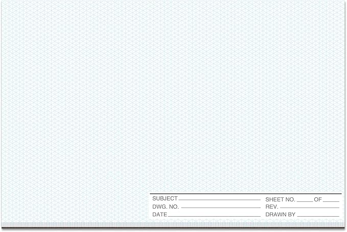 1 Pack 50 Sheets 11" x 17" Isometric Graph Paper Pad Landscape for 3D Designs Architecture Landscaping Engineering Drafting (Landscape)