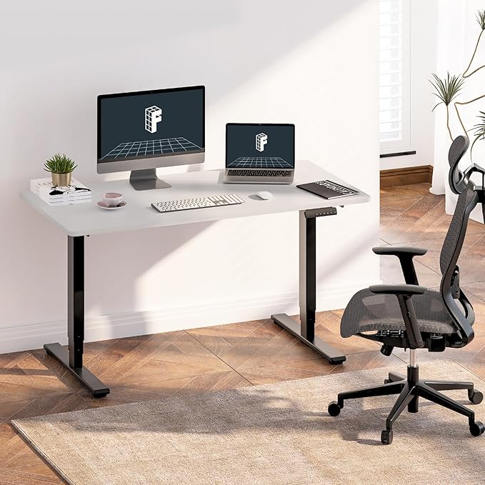 FLEXISPOT E6 3-Stage Dual Motor Electric Standing Desk 48 x 30 Sit Stand Up Desk, Holds 220 lbs, Adjustable Height w/Memory Presets, One-Piece White Desktop & Black Frame, Ships in 2 Boxes