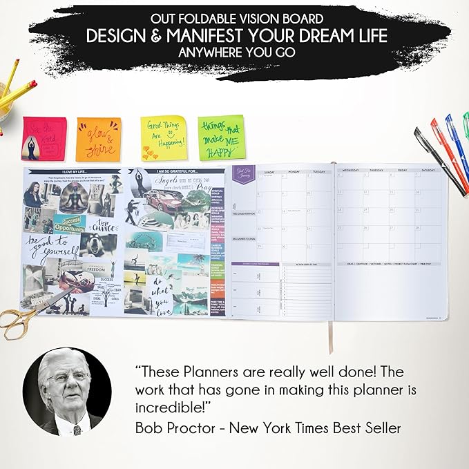 Law of Attraction Planner 2026 Deluxe with Productivity App | Weekly & Monthly Goal-Setting Planner, Life & Gratitude Journal | Include Foldable Vision Board, Gift Box & Stickers