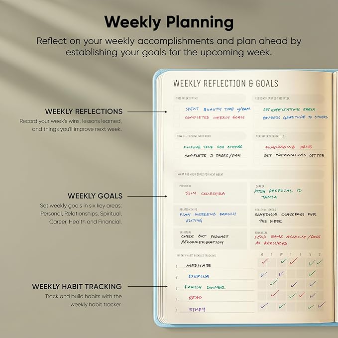 PRODUCTIVITY STORE Pro - Undated, 2026 Planner, 5.8” x 8.3” - The #1 Productivity Planner to Achieve Your 2026 Goals - Planner 2026-2027 - Blue - A5