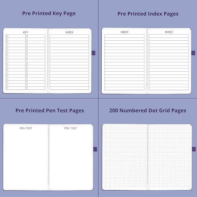 VIVID SCRIBBLES Dotted Journal – 140gsm Bleed Proof Thick White Paper – 200 Numbered Dot Grid Pages – 5.8 x 8.3 inch Bullet Dotted Notebook