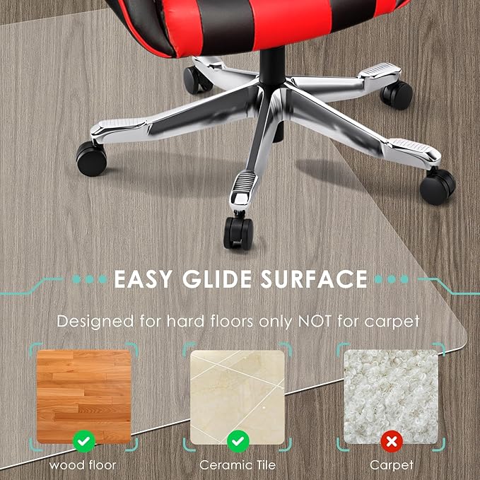 Vicwe Office Chair Mat for Hardwood Floor, 63" x 51" Large Chair Mat,Computer Chair Mats for Hardwood, Easy Glide for Chairs, Multi-Purpose Floor Protector Desk Chair Mats for Home Office