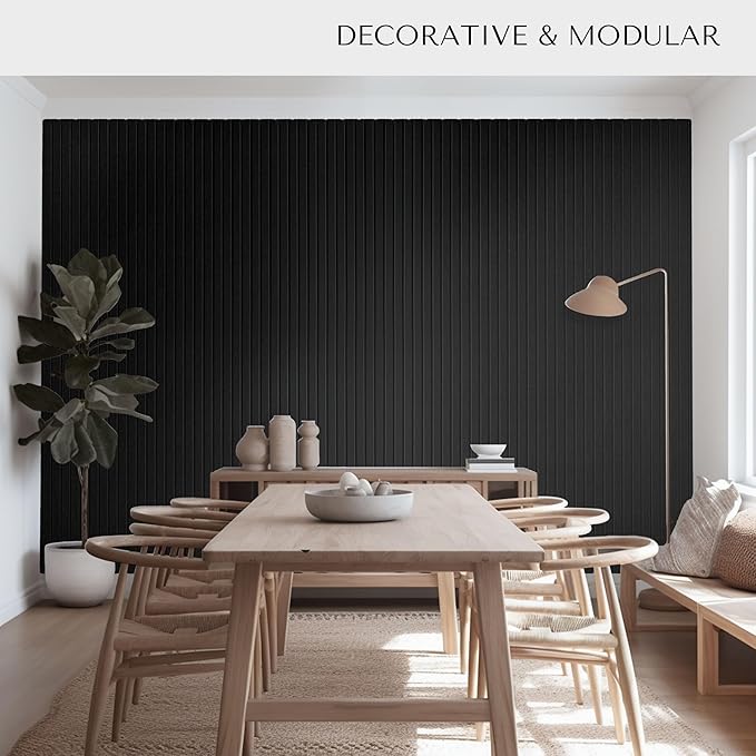 VIVELDA Large Bulletin Board 48"x36" - Office Wall Organizer to Replace your Old Cork Boards for Walls for Office Decor - 12-pack Felt Wall Panels for Use in Home Office Decor, Classroom Decor (Black)