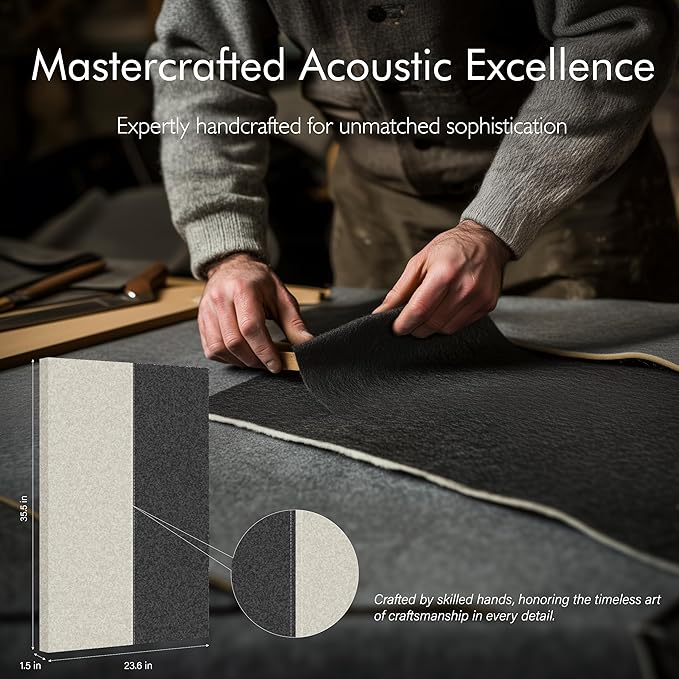 Soon Global 3-Pack Stitched Fabric Acoustic Panels Sound Absorbing, 3-Piece 35.5x23.6 Inches Sound Proof Foam Panels for Walls, Sound Dampening Wall Panels for Home, Office. Dark Gray and Light Gray