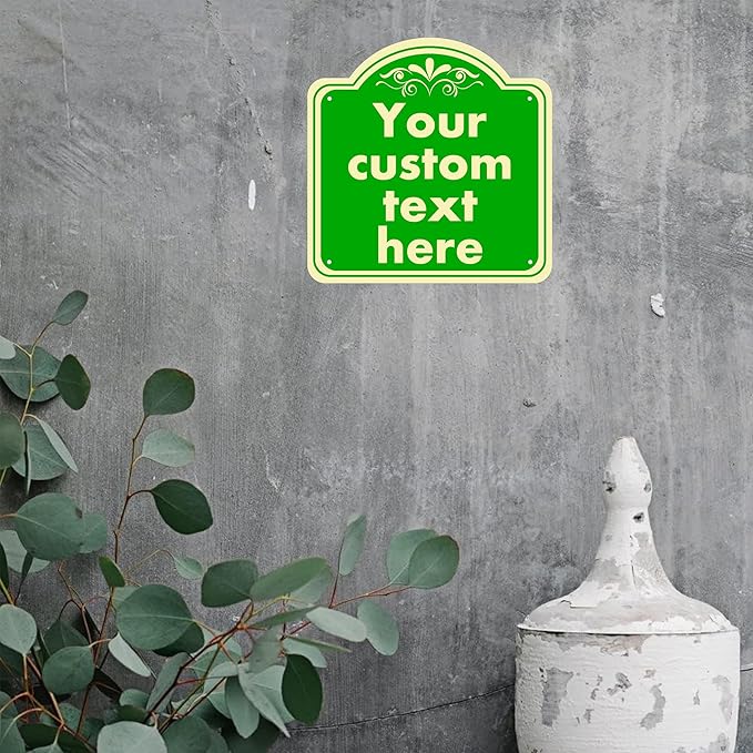 HK SIGNS Aluminum Custom Street Sign, Personalized Sign, Modern/Customizable, Green, 18*18 Inch, Office, Property, Bedroom, Promotional, Exit, Bar, Instruction, Warning, Lawn, Garage, Parking