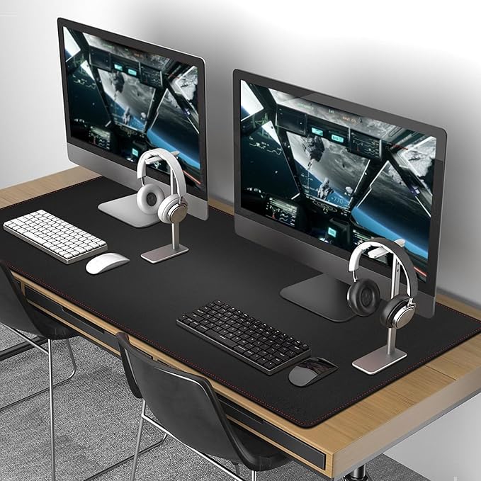 ZORESYN 4XL Oversized Large Mouse Pads (55" x 24") - PU Leather Extended Large Gaming Mousepad Desk Mat - Nonslip Base and Waterproof Desktop Keyboard Extended Mouse Mat (Black, 4XL - Oversized)