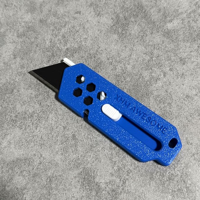 XHM Awesome Small Box Cutter Retractable Blade Ultility Knife, For Artwork, Cardboard Cutting, Package/Letter Opening, Home, Office & EDC Use, Pack of 3 (BLUE)