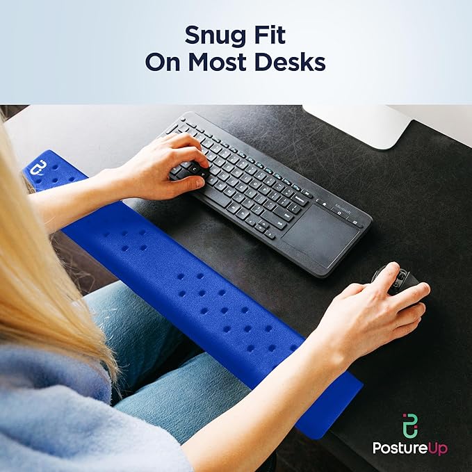 EdgeRest PostureUp L-Shaped Desk Long Wrist Rest Elbow, Forearm & Wrist Comfort Support for Table or Desk Edge, Non-Slip, Memory Foam Padding, Ergonomic Design for Work, Universal Fit, Blue
