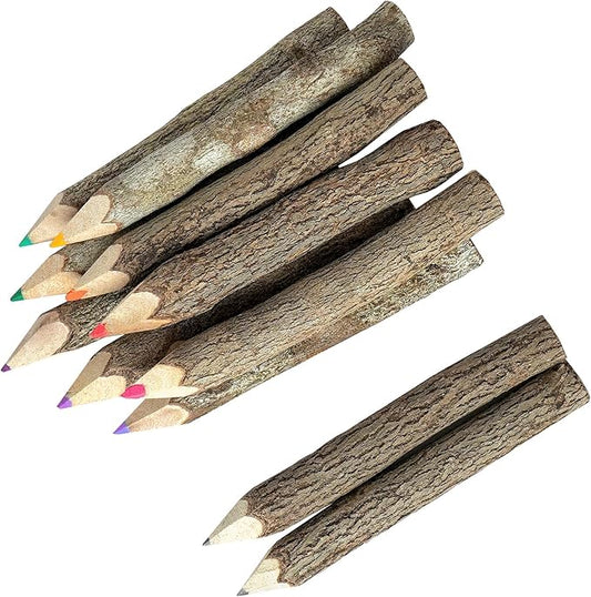 BSIRI Professional Coloring Pencils Assorted-Stick Twig Outdoor Colored Wooden Pencil Tree for Child Camping Decorations Color Wood, Colored Pencils Wedding Decorations (3 Inch Long)
