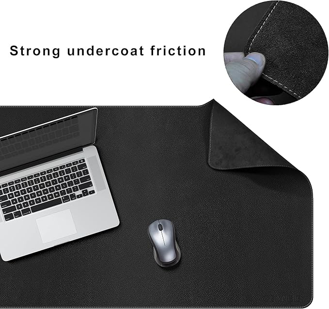 CENNBIE Leather Desk Mat, 66.9" x 23.6" Extra Large Desk Pad Blotter Protector, Extended Non-Slip Mouse Pad, Waterproof PU Leather Desk Mat on top of desks Large for Office and Home (Black)