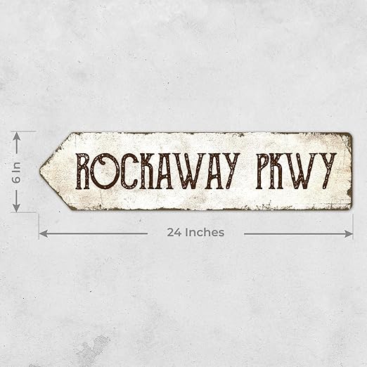 Rustic Custom Sign, Personalized Left Directional Metal Composite Street Sign for Indoor and Outdoor Use 6x24 Inches, ACM Made in the USA