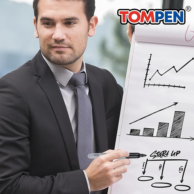 TOMPEN Black Permanent Markers Bulk Fine Tip 500 Pack,Use for Halloween,Waterproof Permanent Marker Pens with Quick Drying on Wood,Plastic,Paper,Metal,Mirror for Office School Classroom Home