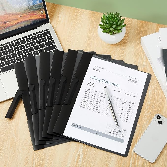 Maitys 25 Pack Durable Clear Report Covers with Rotary Clip 11 x 9 in Letter Size Presentation Folders Transparent Front Cover Portfolio Folder Resume Folder Interview Report Folders (Black)